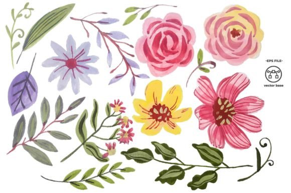 Download Watercolor Flower Elements Clip Art - Art Collection