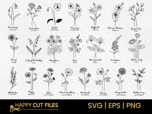 Download Birth Flower Svg Bundle Floral Clipart - Clipart Collection
