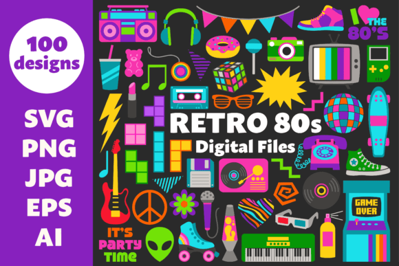 Download Retro 80s Clipart &amp; Vector Files - Clipart Collection