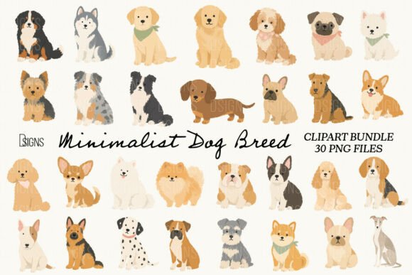 Download Minimalist Cute Dog Breed Clipart Bundle - Clipart Collection
