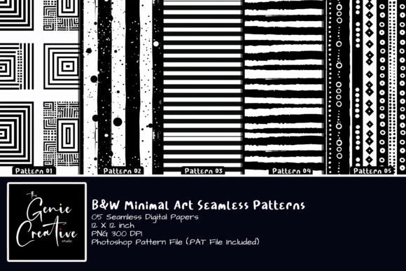 Download B&amp;W Minimal Art Seamless Patterns Set - Art Collection