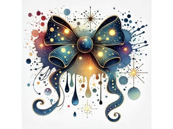 Download Inkblot-style Bow with Abstract Shapes a - Premium Bundle