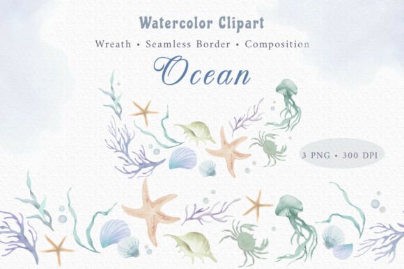 Download Hand Painted Watercolor Ocean Clipart - Clipart Collection