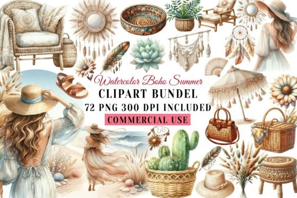 Download Watercolor Boho Summer Clipart - Clipart Collection