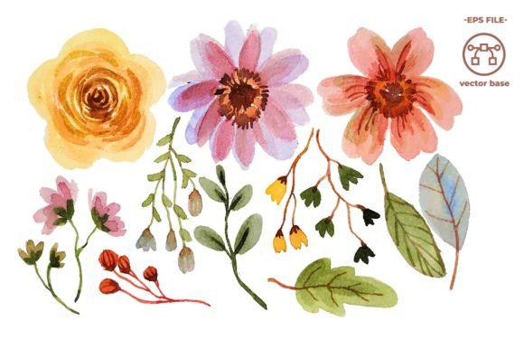 Download Watercolor Flower Elements Clip Art - Art Collection