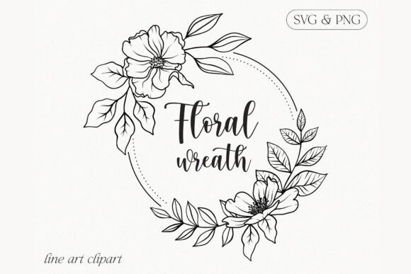 Download Floral Line Art Flower Wreath Clipart - Clipart Collection
