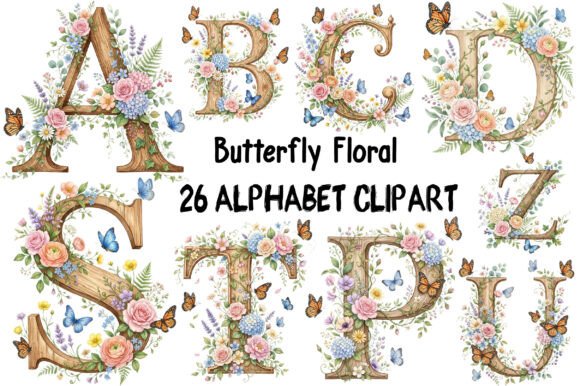 Download Butterfly Floral Alphabet Clipart - Clipart Collection