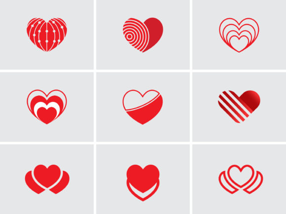 Download Set of Different Trendy Shapes of Heart - Art Collection