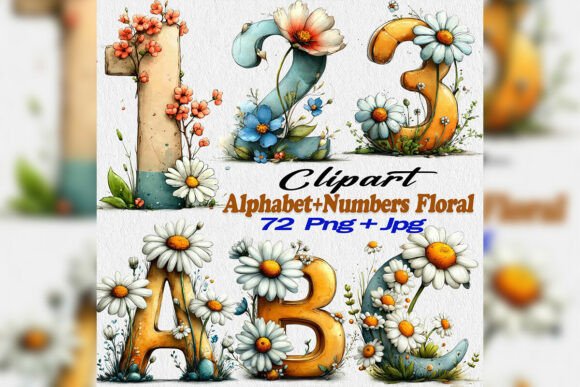 Download Watercolor Floral Alphabet and Letters - Floral Collection