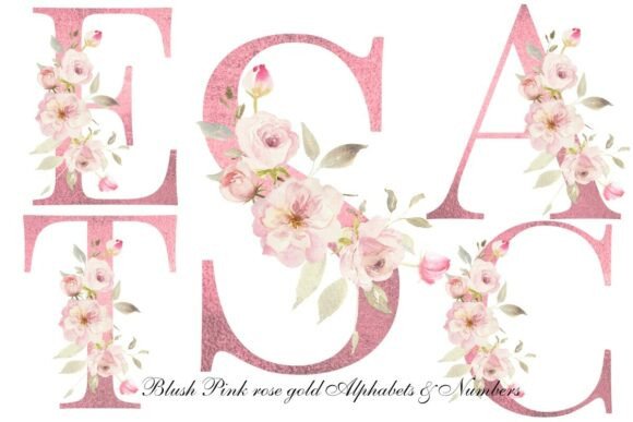 Download Blush Pink Rose Floral Alphabet Clipart - Clipart Collection