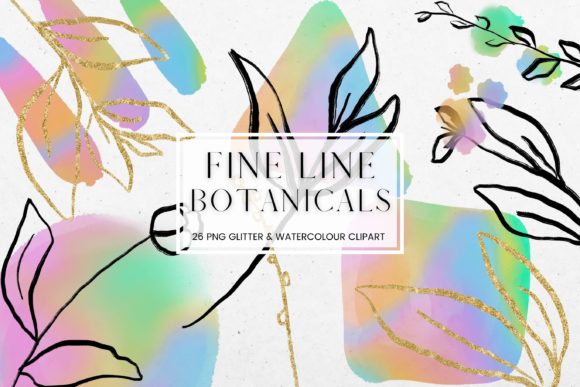 Download Fine Line Floral, Rainbow Watercolor - Floral Collection