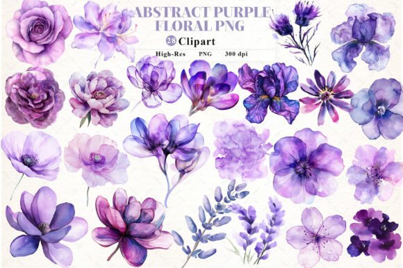 Download Abstract Purple Watercolor Floral Clipar - Floral Collection