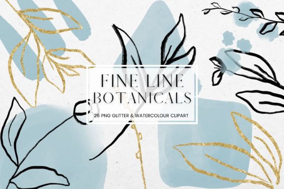 Download Fine Line Floral, Blue Watercolour - Watercolour Collection