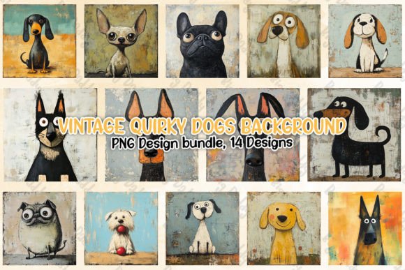 Download Vintage Quirky Dogs Background Clipart - Clipart Collection