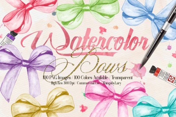 Download Hand Painted Watercolor Bows Clipart - Clipart Collection