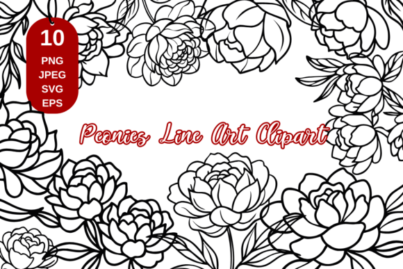 Download Peony Line Art, Flower Line Art Clipart - Clipart Collection