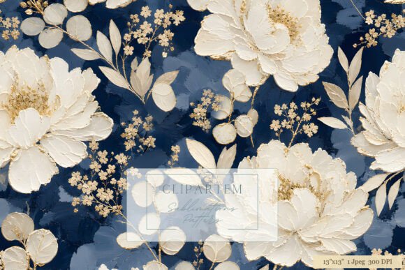 Download Navy Blue Ivory Peony Floral Pattern - Floral Collection