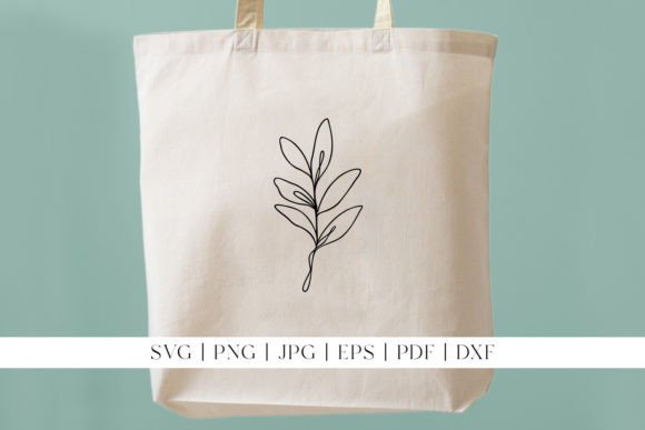 Download Leaf Line Art | Rounded Leaves on Stem - Art Collection