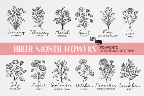 Download Birth Month Flowers Line Art SVG Bundle - Art Collection