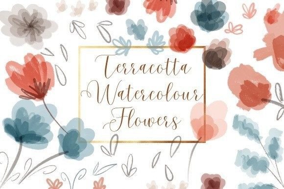 Download Terracotta Watercolour Flowers - Watercolour Collection