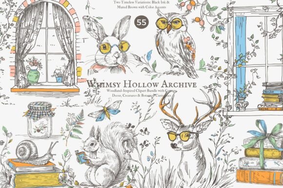 Download Cottagecore Clipart Hand Drawn Set - Clipart Collection