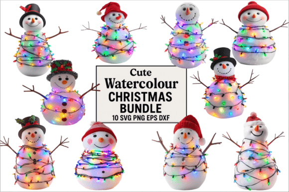 Download Cute Watercolour Christmas Bundle - Watercolour Collection