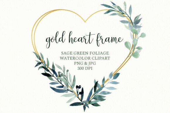 Download Leaves Gold Heart Frame, Greenery Wreath - Art Collection