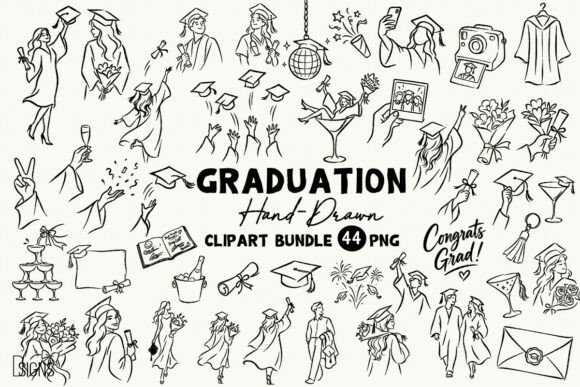 Download Graduation Hand-Drawn Clipart Bundle PNG - Clipart Collection