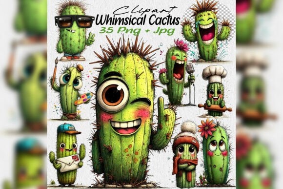 Download Whimsical Cactus PNG Clipart Birthday Pa - Clipart Collection