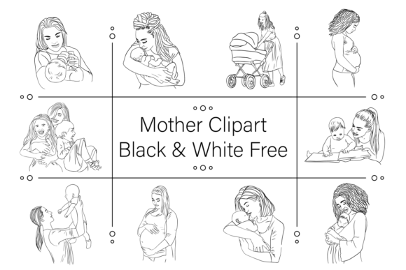 Download Mother Clipart Black &amp; White Free - Clipart Collection