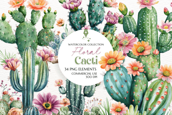 Download Floral Cactus Clipart Sublimation - Clipart Collection