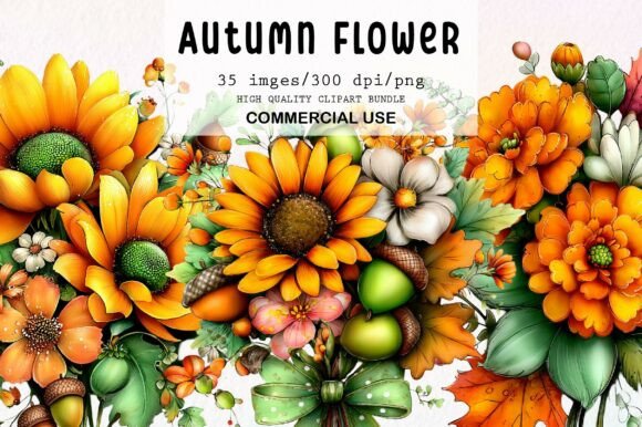 Download Whimsical Autumn Flower Clipart Bundle - Clipart Collection