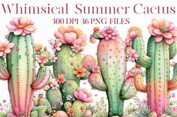 Download Whimsical Summer Cactus Clipart - Clipart Collection