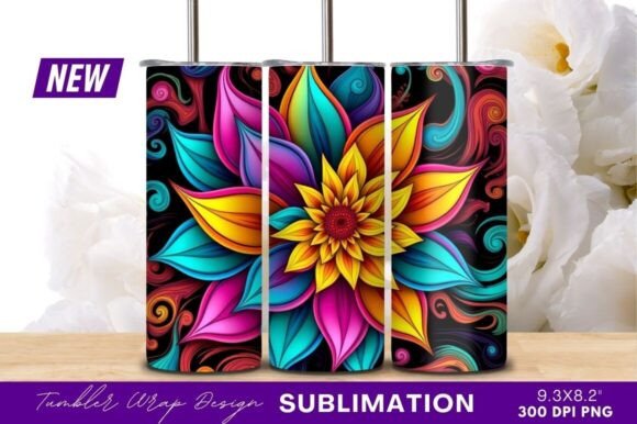 Download Vivid Abstract Flower Art Tumbler - Art Collection