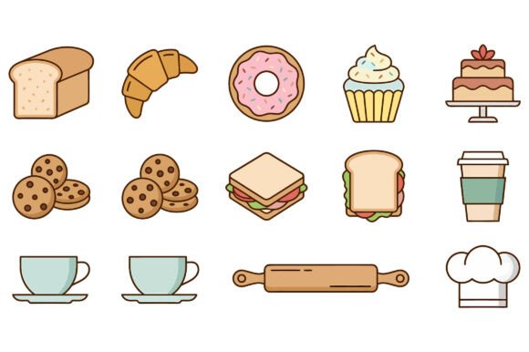 Download Bakery Food Icons Clipart Bundle - Clipart Collection