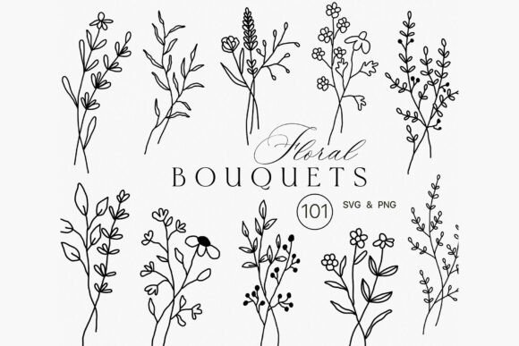 Download Floral Line Art Bouquet Clipart Minimal - Clipart Collection