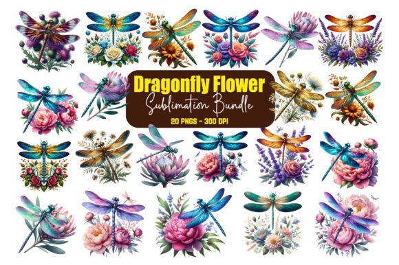 Download Dragonfly Flower Clipart Bundle - Clipart Collection