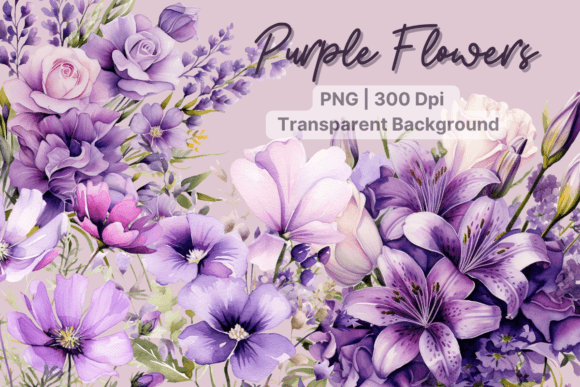 Download Purple Flowers Watercolor Flower Clipart - Clipart Collection