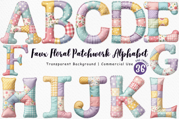 Download Faux Floral Patchwork Alphabet Clipart - Clipart Collection