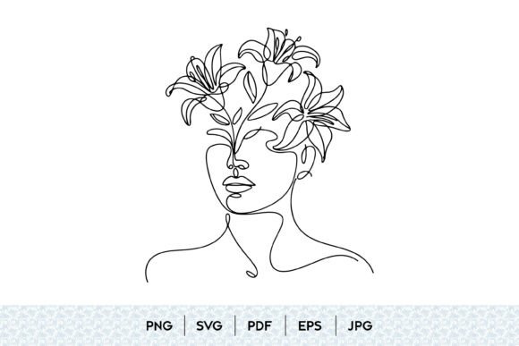 Download Floral Woman Face One Line SVG - Floral Collection