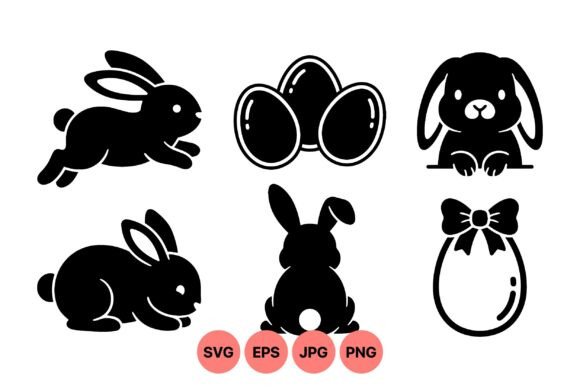 Download Cute Easter Bunny Silhouette Set - Premium Resources