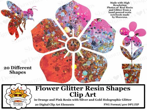 Download Orange and Pink Flower Shapes Clipart - Clipart Collection