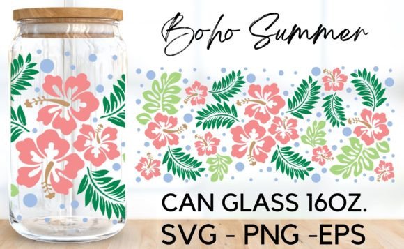 Download Floral Boho Summer Can Glass Wrap Svg - Floral Collection