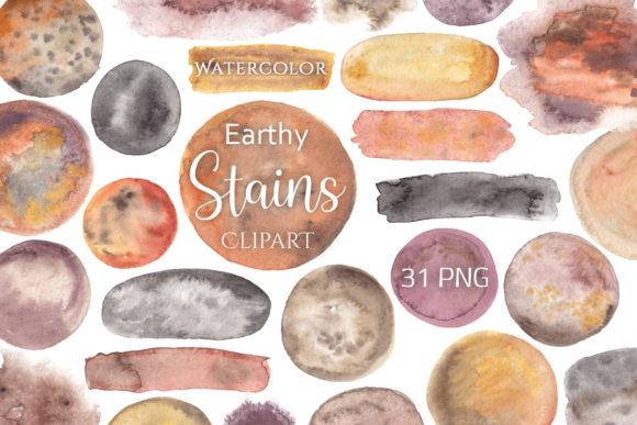 Download Earthy Watercolor Stains - Art Collection
