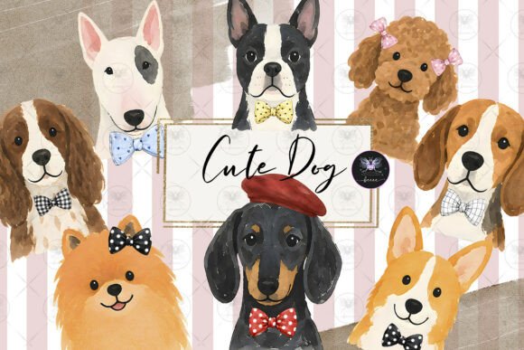 Download Dog Clipart Watercolor Bow - Clipart Collection