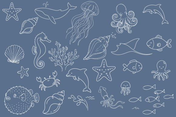 Download Ocean Sea Life Animals Doodle Clipart - Clipart Collection