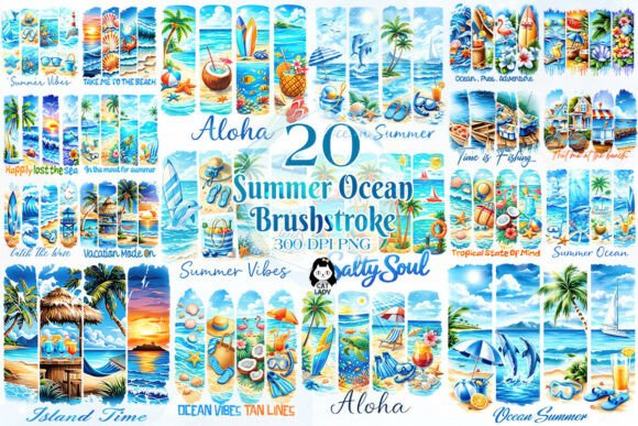 Download Summer Ocean Brush Strokes Clipart - Clipart Collection