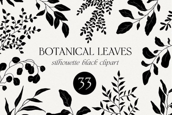Download Botanical Black Floral Leaves Clipart - Clipart Collection