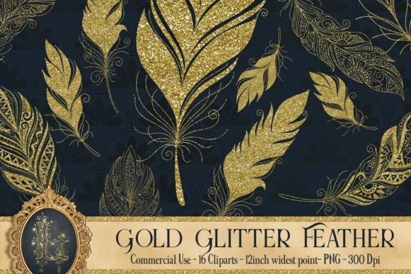 Download Gold Glitter Feather Overlay Clip Art - Art Collection