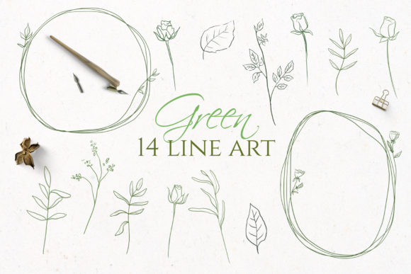 Download Green Floral Line Art - Art Collection